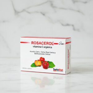 Rosacerol® es un complemento alimenticio diseñado para proporcionar una fuente natural de vitamina C orgánica, ideal para fortalecer las defensas del cuerpo, mejorar la salud de la piel y combatir los efectos del estrés oxidativo. Con ingredientes de alta calidad como Acerola, Camu-Camu, Rosa Canina y Bioflavonoides cítricos, esta fórmula te ofrece un potente antioxidante natural que apoya tu bienestar general y mejora tu vitalidad.