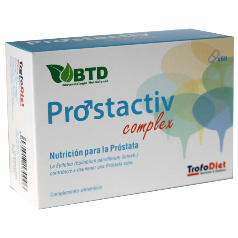 C.N.: 214412.5 Prostactiv Complex® es un complemento alimenticio avanzado diseñado para promover la salud prostática y el bienestar general de los hombres. Su potente fórmula combina extractos naturales, vitaminas, minerales y probióticos, con ingredientes específicos como Saw Palmetto, Licopeno, Pygeum, y Extracto de Ortiga verde, todos ellos conocidos por su capacidad para apoyar la función prostática y mejorar la calidad de vida masculina.