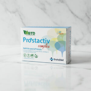 C.N.: 214412.5 Prostactiv Complex® es un complemento alimenticio avanzado diseñado para promover la salud prostática y el bienestar general de los hombres. Su potente fórmula combina extractos naturales, vitaminas, minerales y probióticos, con ingredientes específicos como Saw Palmetto, Licopeno, Pygeum, y Extracto de Ortiga verde, todos ellos conocidos por su capacidad para apoyar la función prostática y mejorar la calidad de vida masculina.