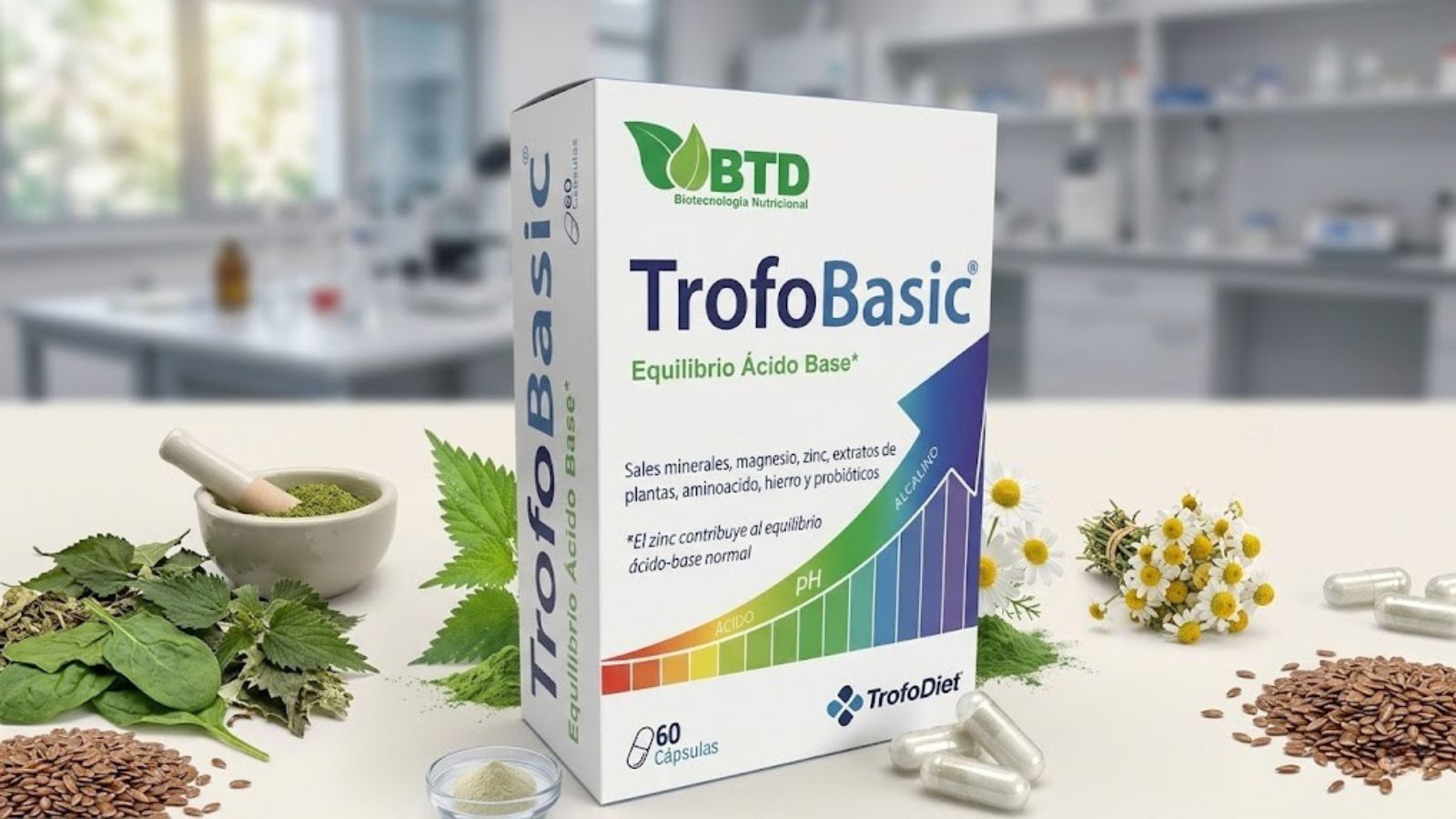 Para devolverle a tu cuerpo su estado óptimo, Laboratorios TrofoDiet ha creado TrofoBasic, una fórmula diseñada para resetear tu metabolismo y ayudarte a sentir la ligereza de un cuerpo en equilibrio.