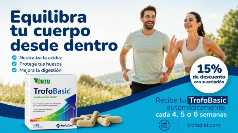 Regula tu pH y neutraliza la acidez con TrofoBasic en Asturias. Fórmula con magnesio, zinc y probióticos. ¡Suscríbete ahora y consigue un 15% de descuento!