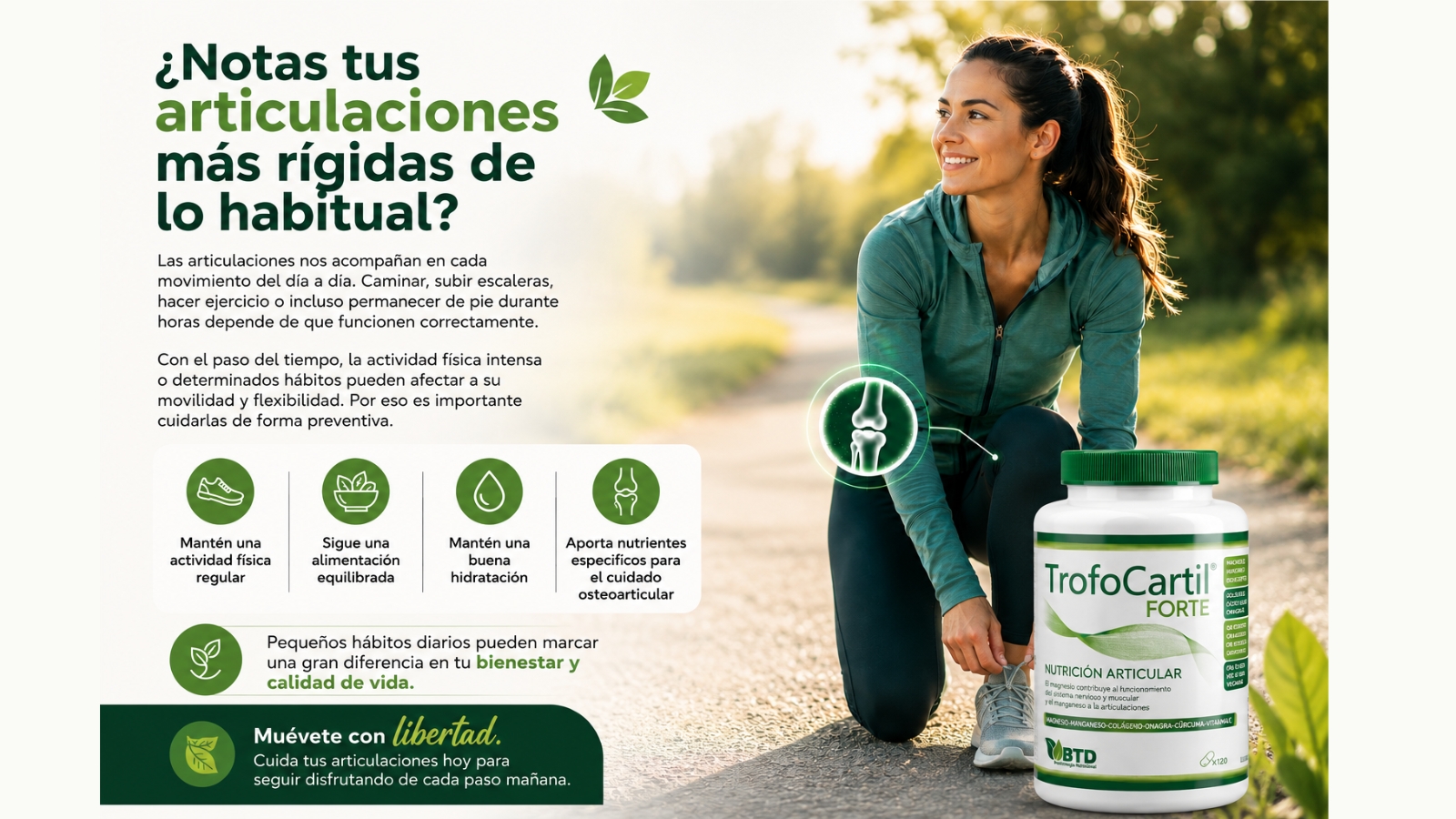 Descubre cómo mantener unas articulaciones saludables con hábitos diarios y el apoyo de TrofoCartil Forte. Cuida tu movilidad y bienestar en León.
